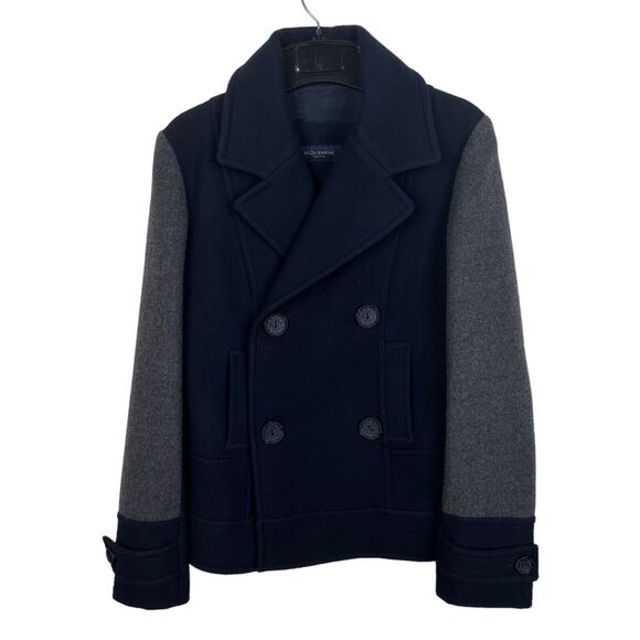 Piazza Sempione Women's Size IT 42/ US 6 Blue Gray Button Front Wool Peacoat